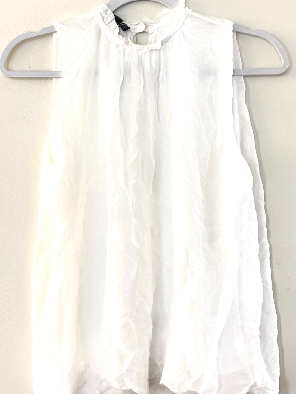 M Made in Italy Silk Sleeveless White Ruffle-Neck Blouse size S